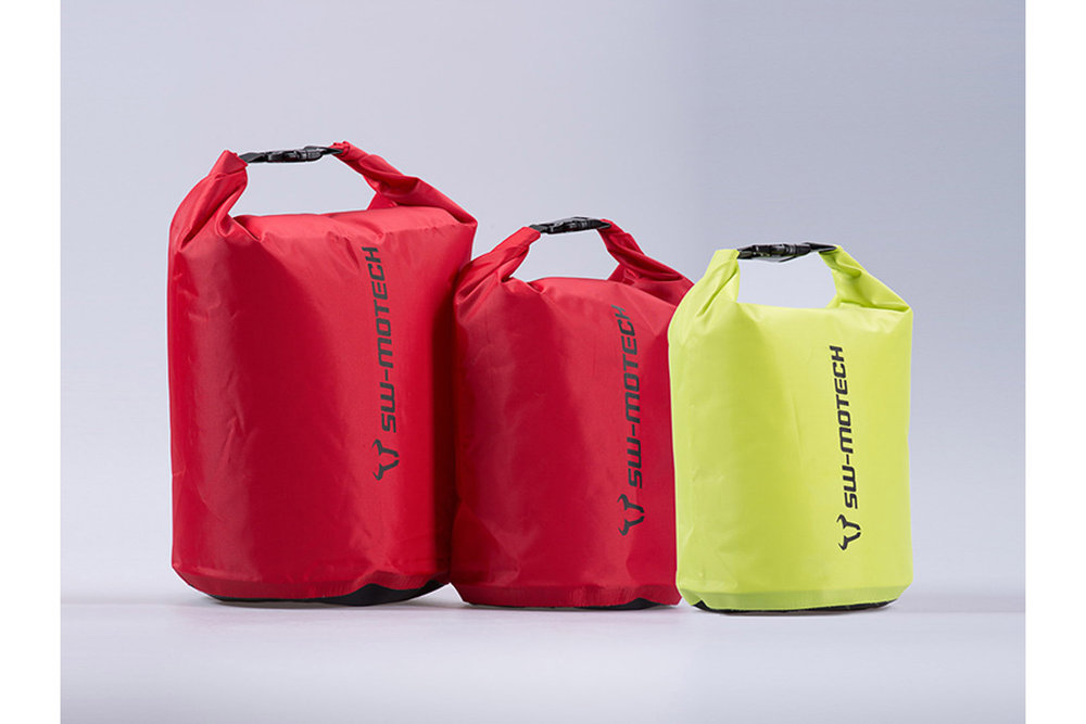 SW-Motech Drypack storage bag set - 4/8/13 l. Yellow/red. Waterproof. Roll closure.