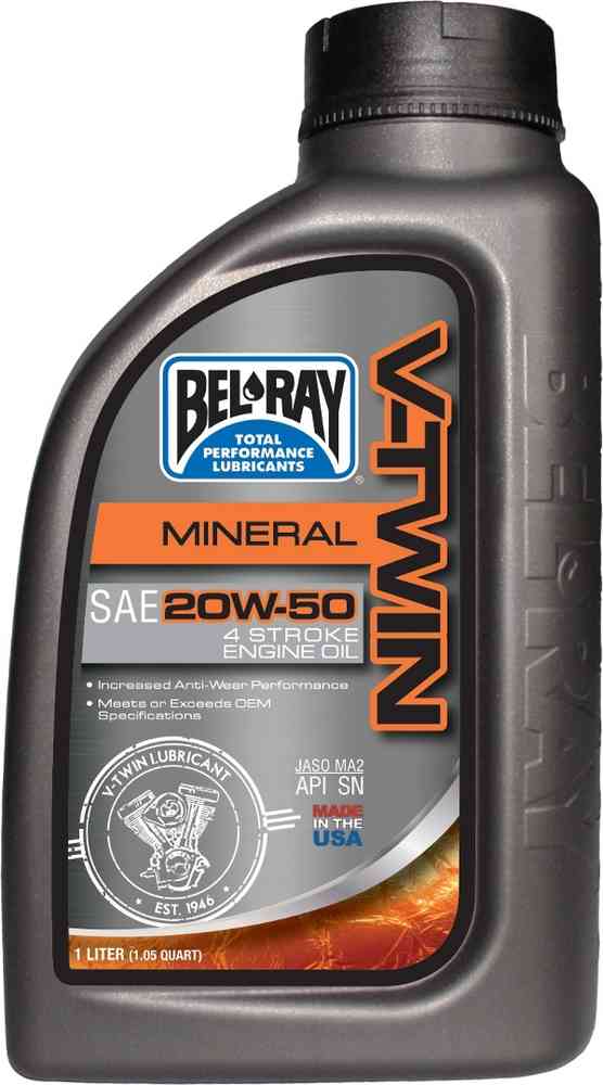 Bel-Ray V-Twin 20W-50 Mineral Motor Oil 1 Liter