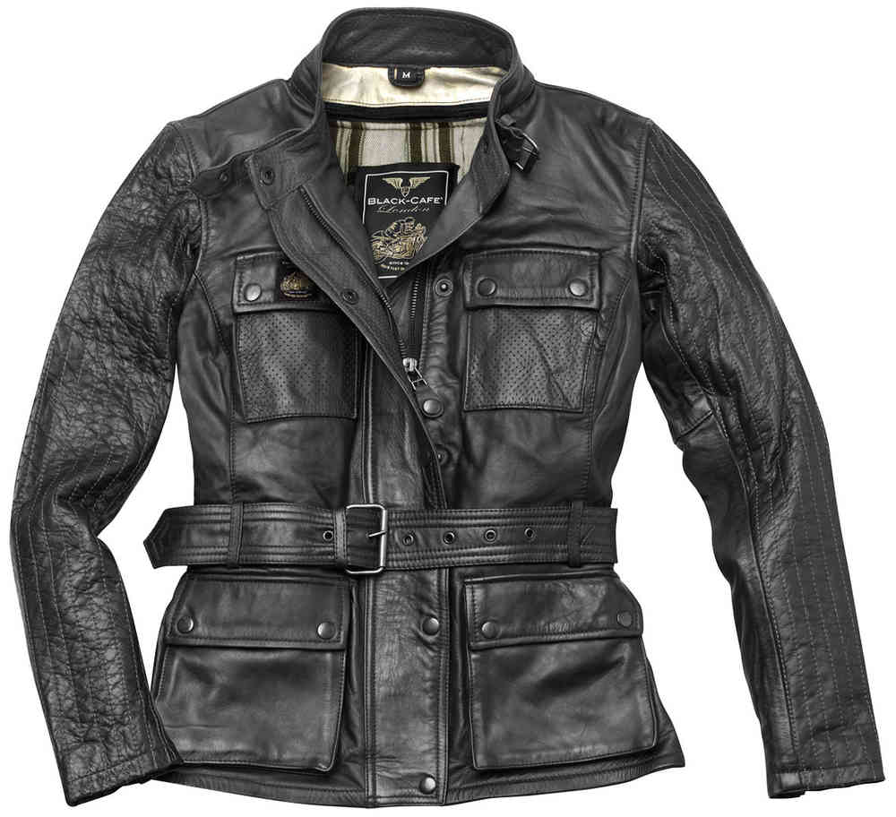 Black-Cafe London Madrid Ladies Motorcycle Leather Jacket