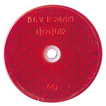 Reflector, red, D. 60 mm, with hole, E-approved