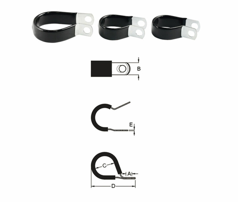Bihr Cable Clamp Stainless Steel Thin Rubber Ø14,3mm 10 pieces