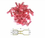 Bihr Female Heat-shrinkable Crimping Spade Connector Ø0.5mm²/1.5mm² - 50pcs Transparent Red