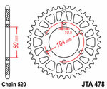 JT SPROCKETS Aluminium Ultra-Light Rear Sprocket 478 - 520