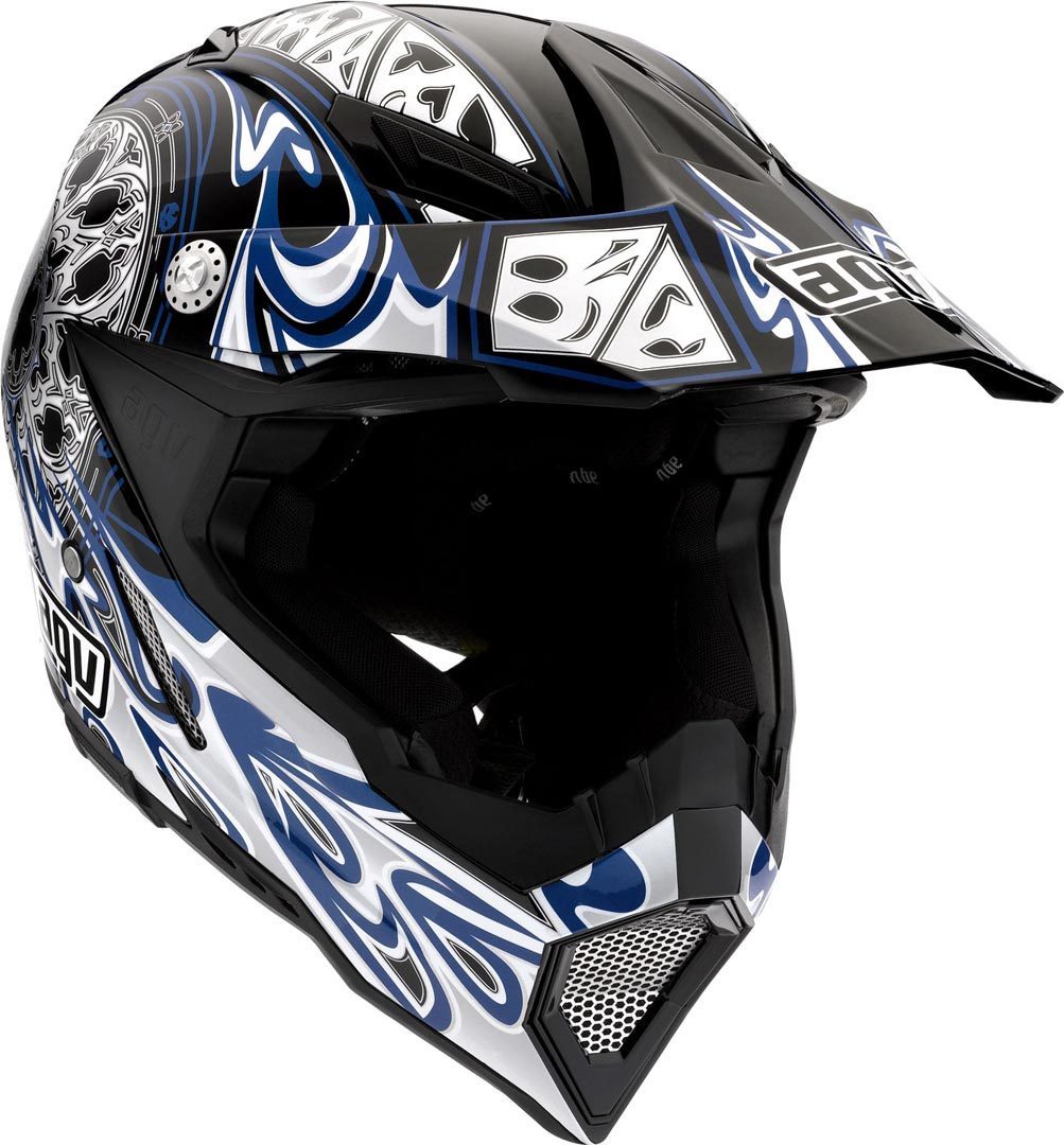 AGV AX-8 5 Gothic Flame Casque de motocross Noir Bleu 2XS