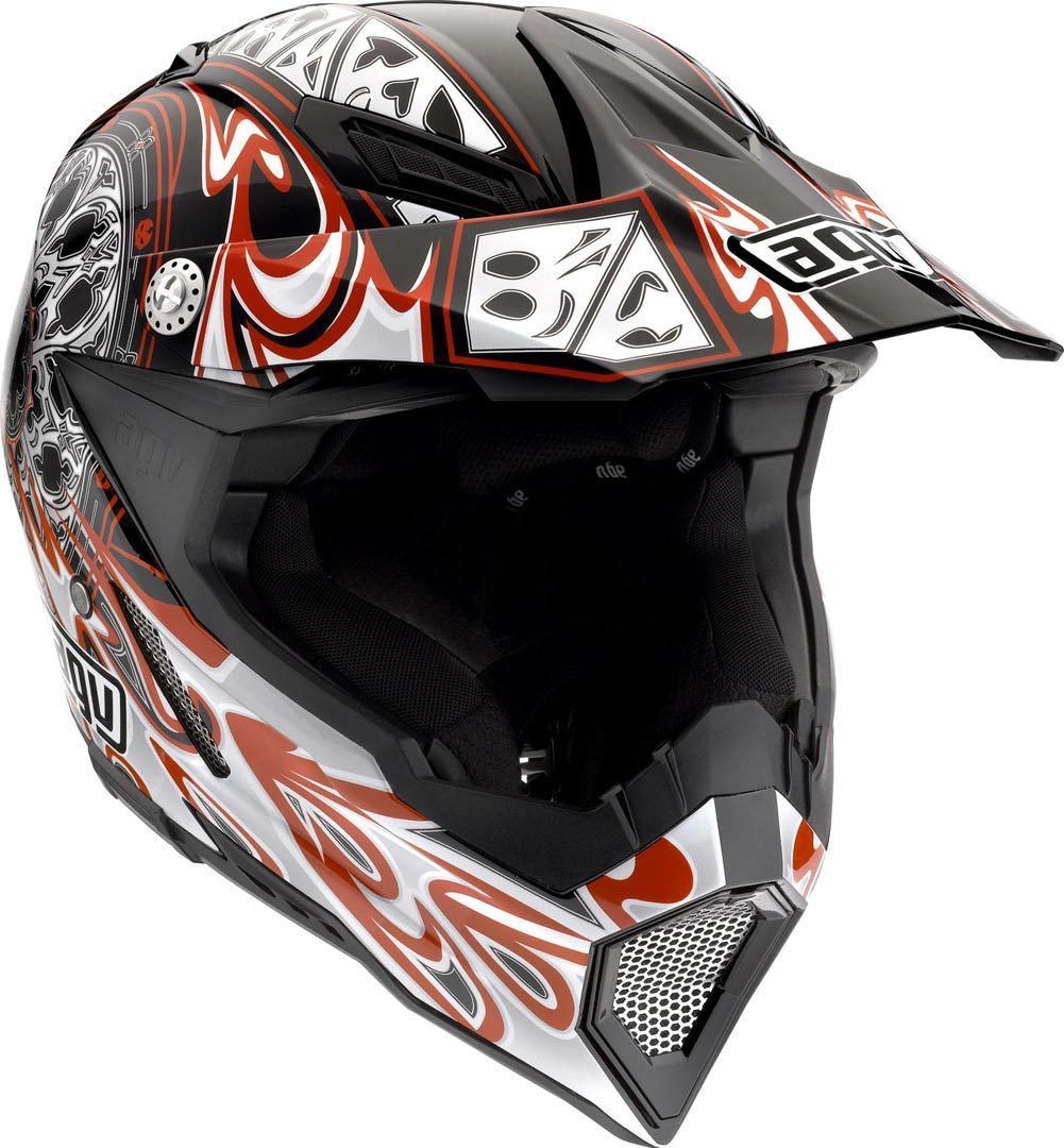 AGV AX-8 5 Gothic Flame Casque de motocross Noir Rouge 2XS