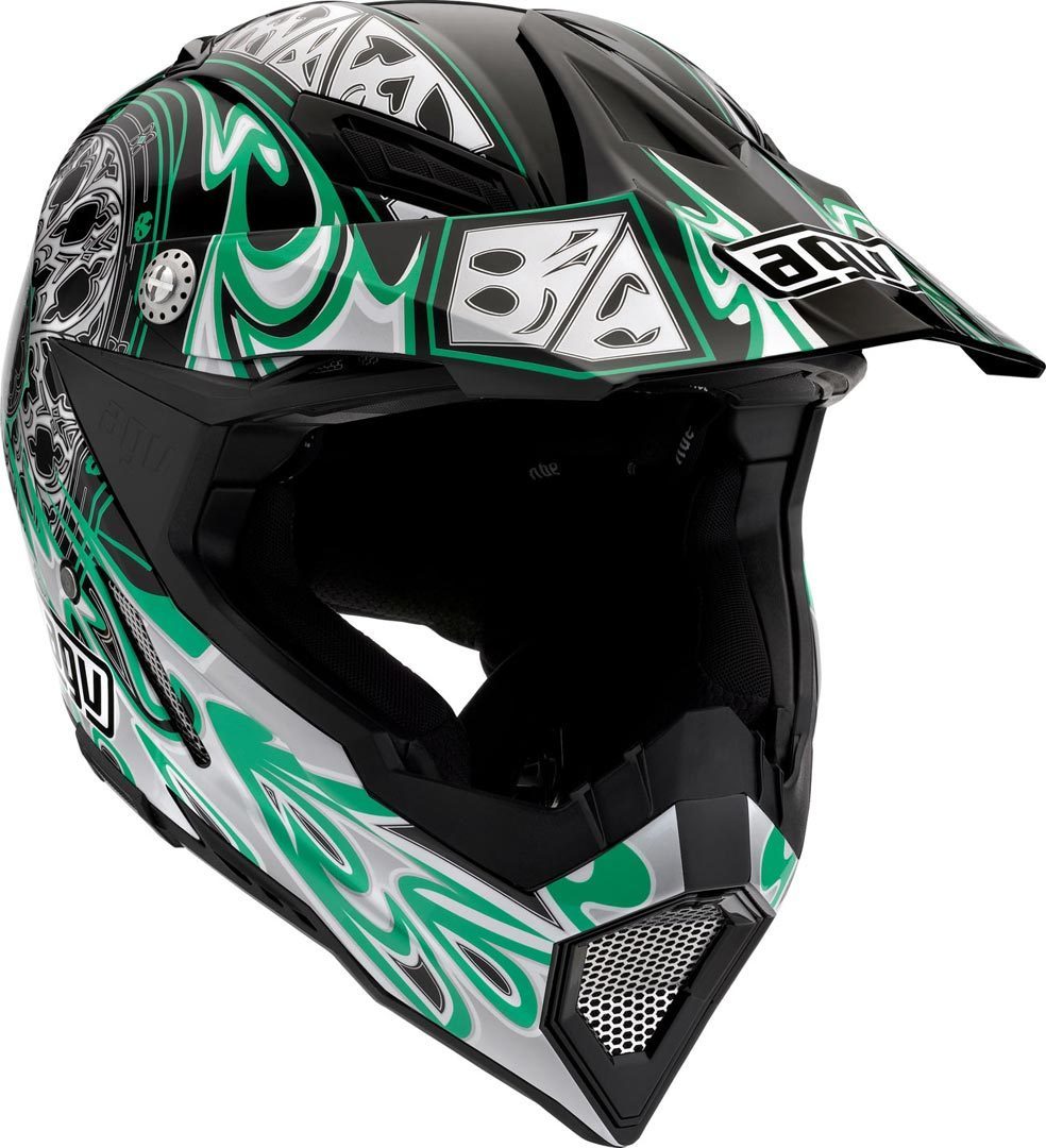 AGV AX-8 5 Gothic Flame Casque de motocross Noir Vert 2XS