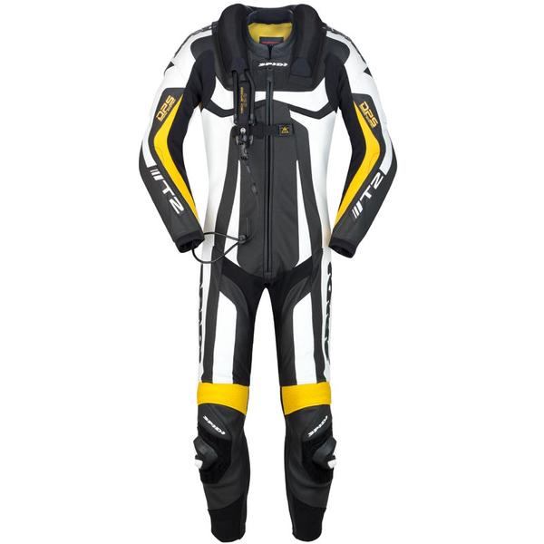 Spidi T-2 Neck DPS Wind Pro Airbag Combinaison de cuir de moto One ... Noir Blanc Jaune 48