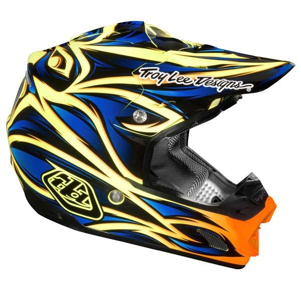 Troy Lee Designs SE3 ECE Beast Blue/Yellow Casque de motocross Jaune Bleu S