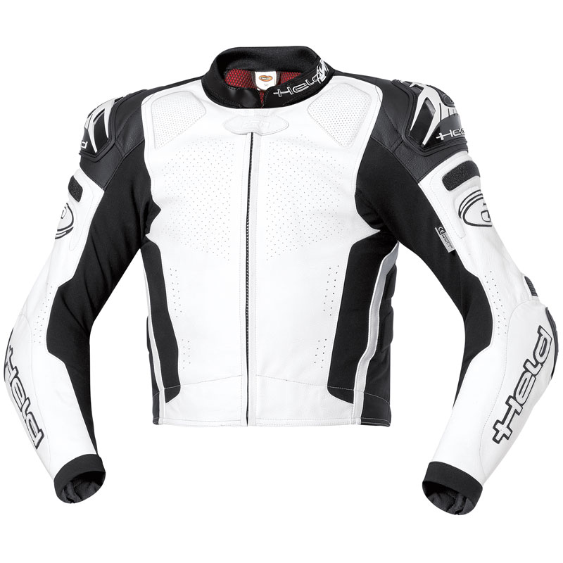 Held Safer Veste en cuir de moto Noir Blanc 52