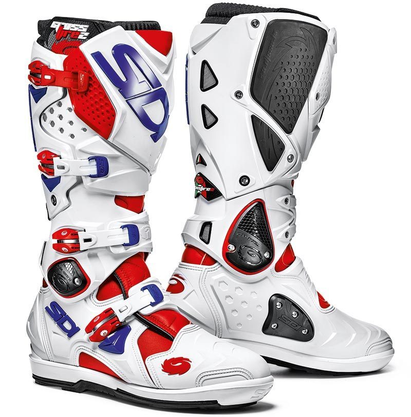 Sidi Crossfire 2 SRS Motocross Boots Bottes Motocross Blanc Rouge Bleu 41