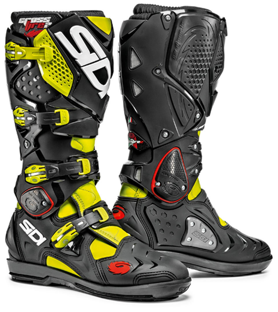 Sidi Crossfire 2 SRS Motocross Boots Bottes Motocross Noir Rouge Jaune 43