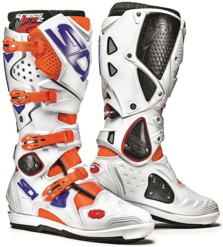 Sidi Crossfire 2 SRS Motocross Boots Bottes Motocross Blanc Bleu Orange 40