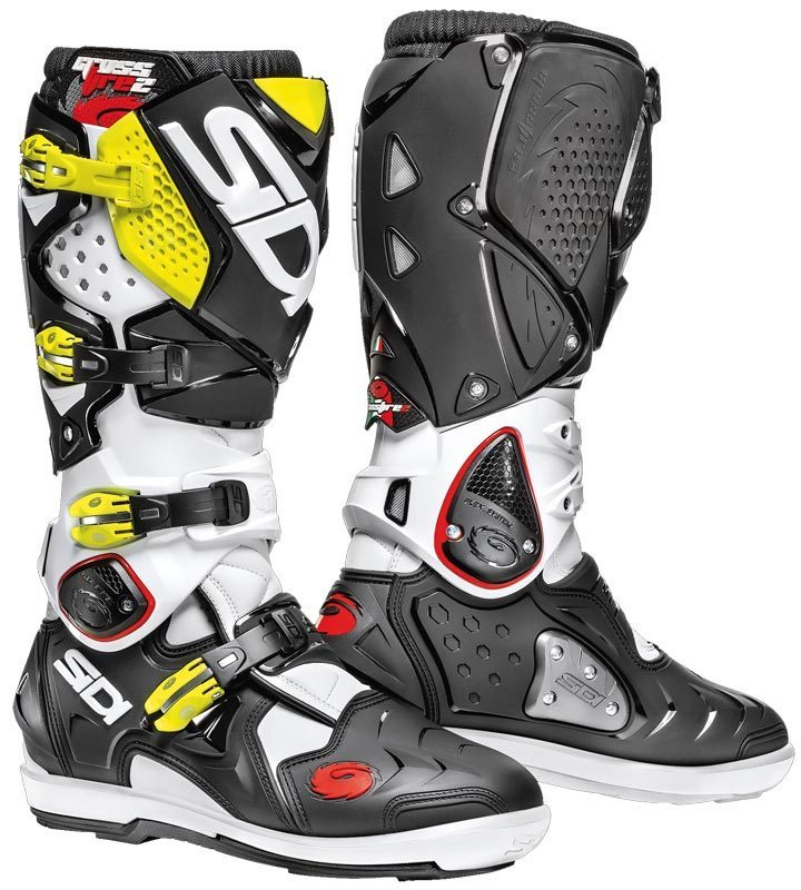 Sidi Crossfire 2 SRS Motocross Boots Bottes Motocross Noir Blanc Jaune 48