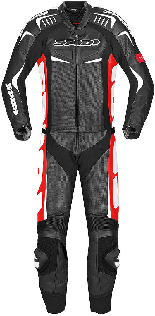 Spidi Track Touring Combinaison de deux pièces moto cuir Noir Rouge 50