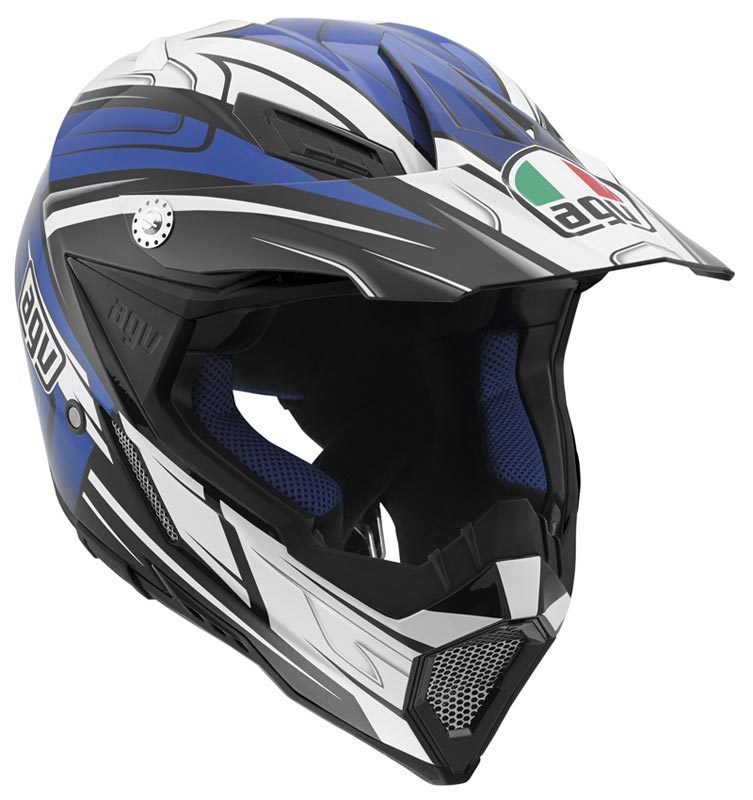 Image of AGV AX-8 Evo Factory Casque de motocross Noir Blanc Bleu XS