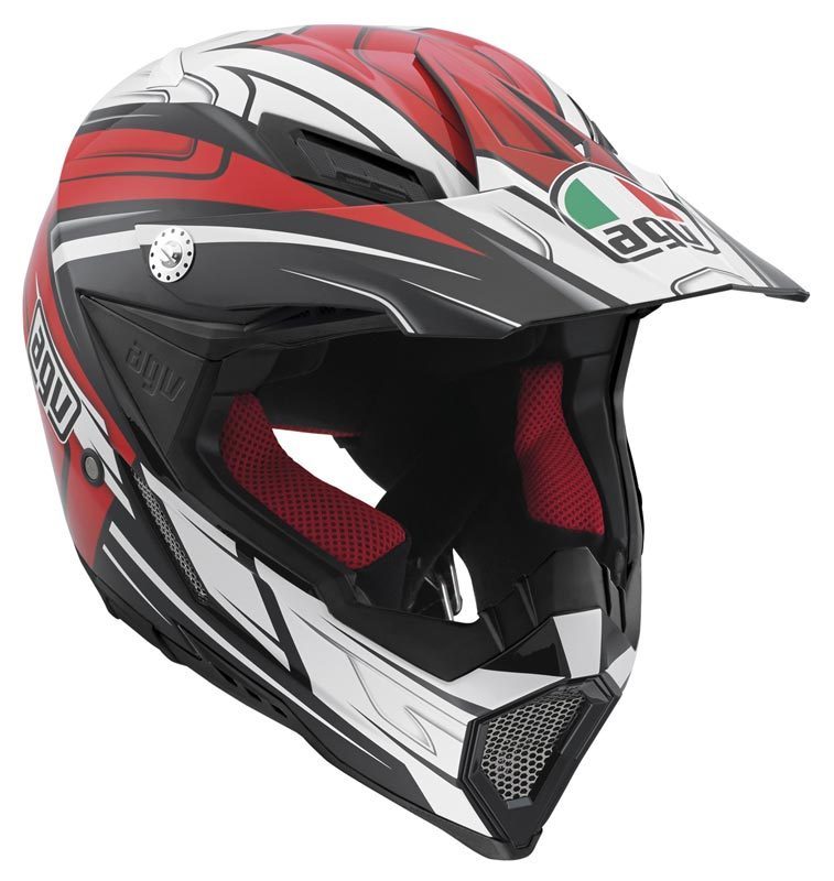 Image of AGV AX-8 Evo Factory Casque de motocross Noir Blanc Rouge XS