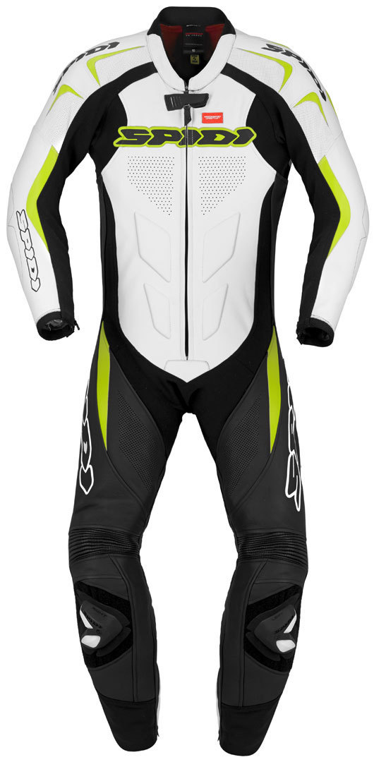 Spidi Supersport Wind Pro Combinaison de cuir de moto One Piece Noir Blanc Jaune 48