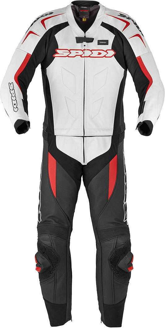 Spidi Supersport Touring Combinaison de deux pièces moto cuir Noir Blanc Rouge 50