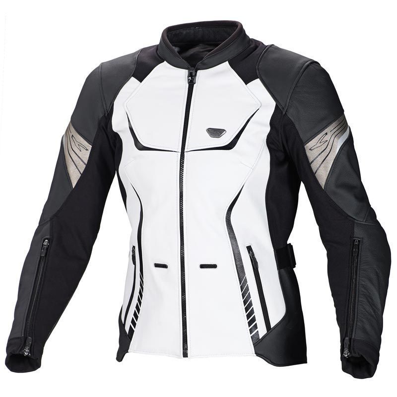 Macna Orient Veste de moto en cuir de dames Blanc 46