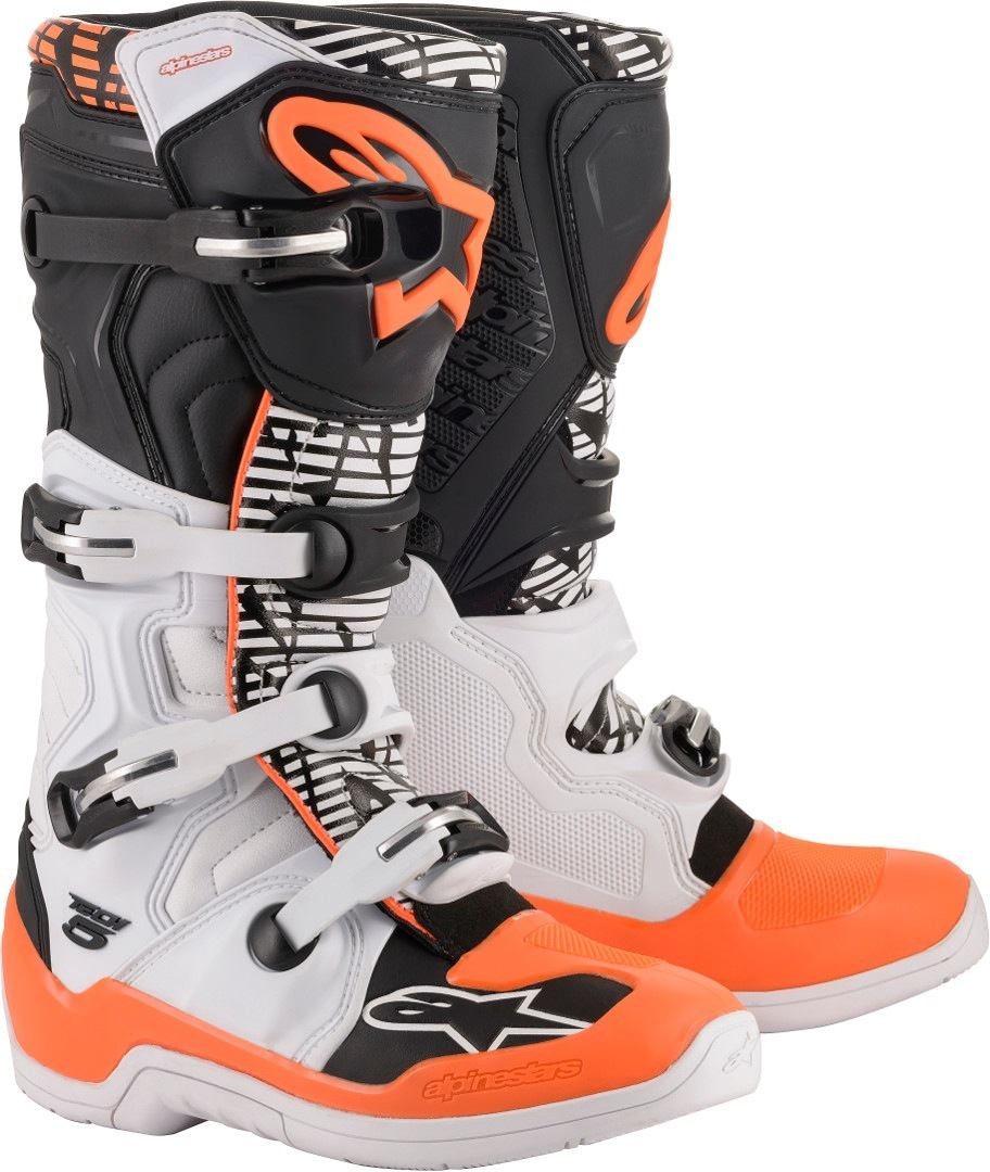 Alpinestars Tech 5 Bottes de motocross Blanc Orange 47