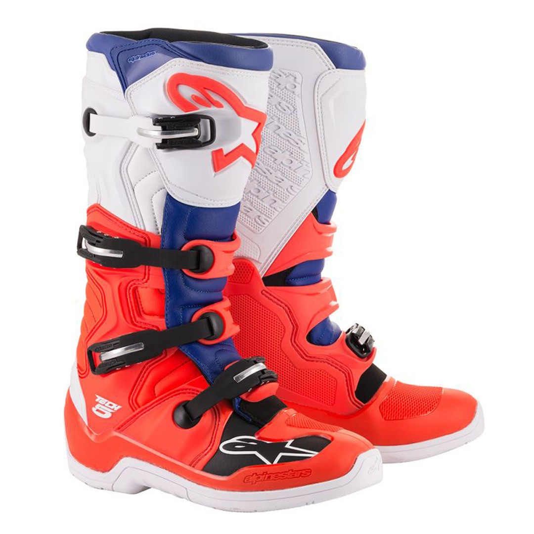 Alpinestars Tech 5 Bottes de motocross Rouge Bleu 38