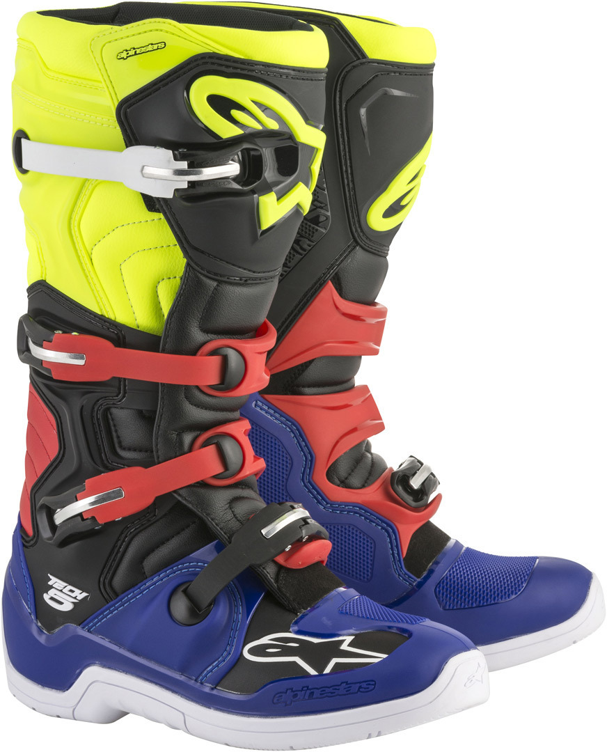 Alpinestars Tech 5 Bottes de motocross Noir Bleu Jaune 47
