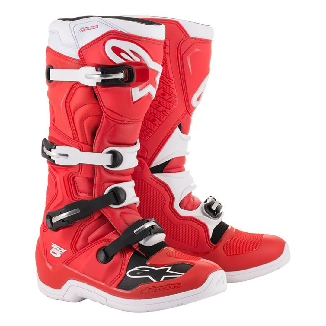 Alpinestars Tech 5 Bottes de motocross Blanc Rouge 47