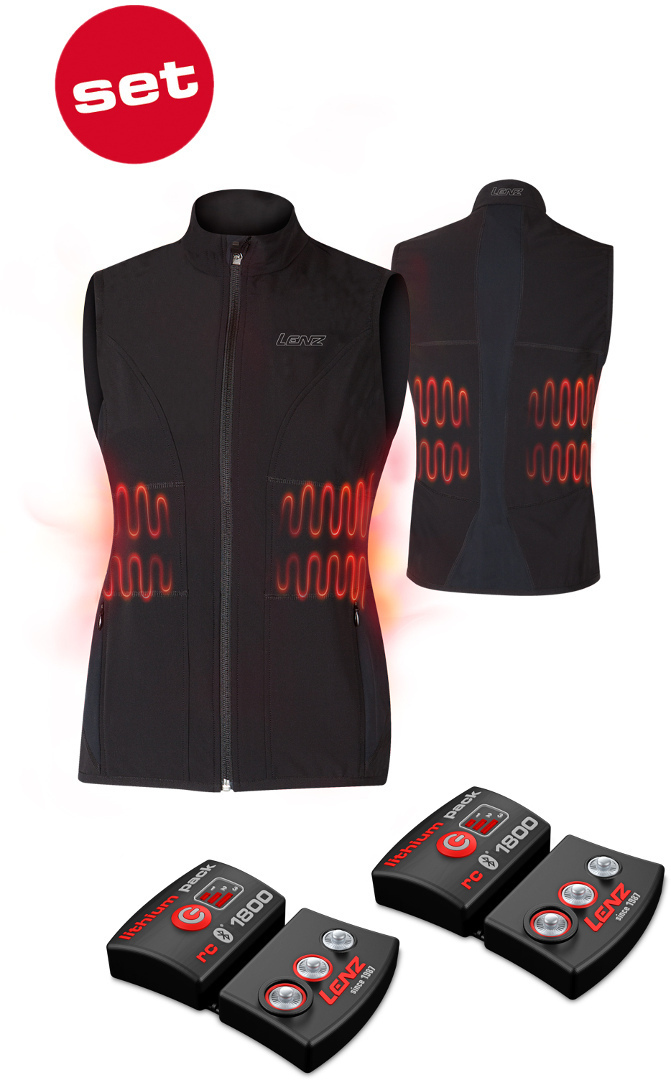 Lenz Lithium Pack rcB 1800 Bluetooth + 1.0 Ladies Heatable Vest Ves... Noir XS