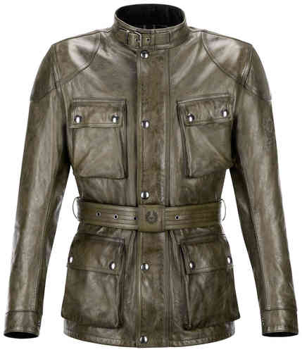 Belstaff Classic Tourist Trophy Leren Jas Groen belstaff kopen in de aanbieding