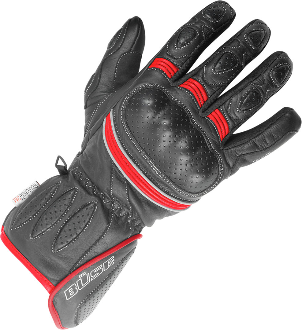 Büse Pit Lane Gants de dames Noir Rouge S