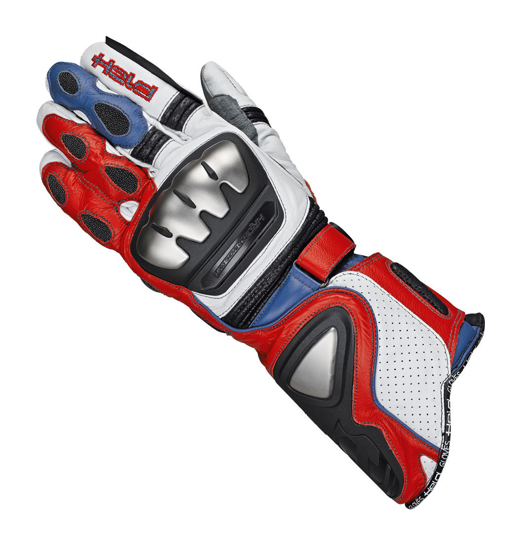 Held Titan Evo Gants de moto Blanc Rouge Bleu S M