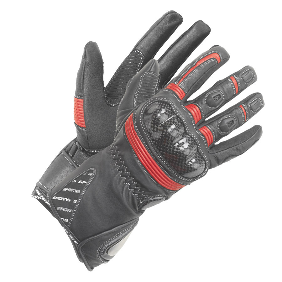 Büse Misano Gants de dames Noir Rouge S