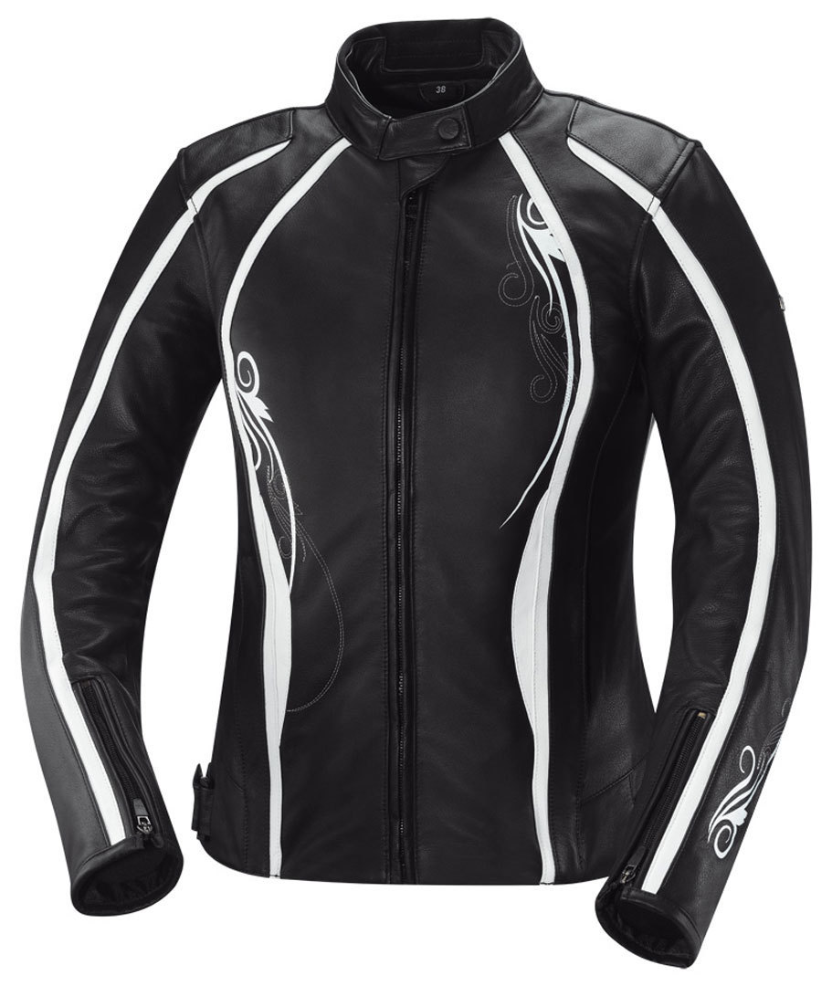 IXS Kiara Veste en cuir de dames Noir Blanc 38