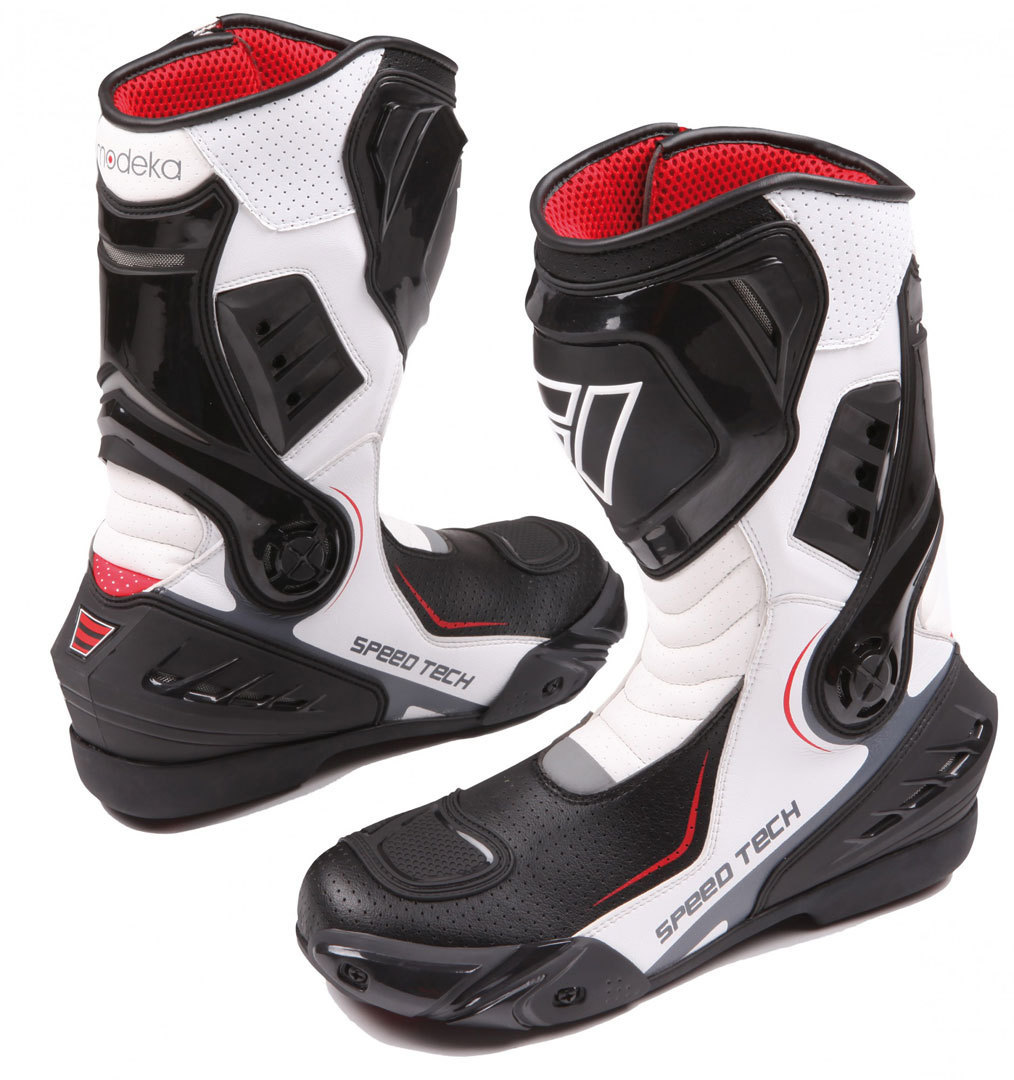 Modeka Speed Tech Bottes de moto Noir Blanc 39
