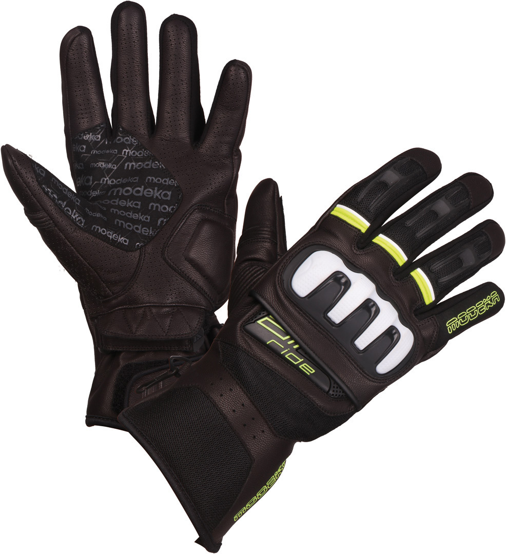 Image of Modeka Air Ride Gants de moto Noir Blanc Jaune 2XL