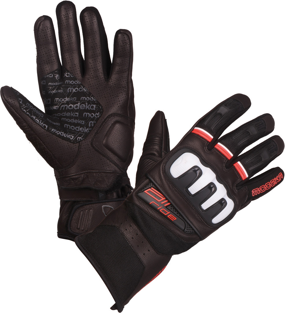 Image of Modeka Air Ride Gants de moto Noir Blanc Rouge 2XL