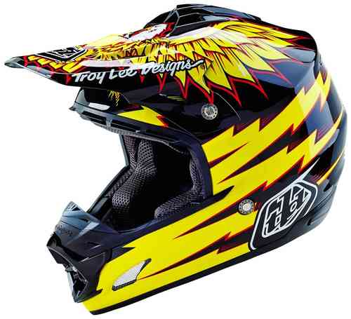 Troy Lee Designs SE3 Flight Motocross Helmet Casco de Motocross Negro Amarillo L