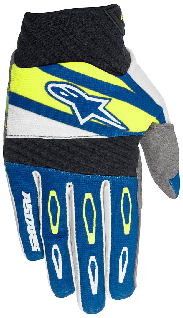 Alpinestars Techstar Factory Gants de motocross Blanc Bleu Jaune 2XL