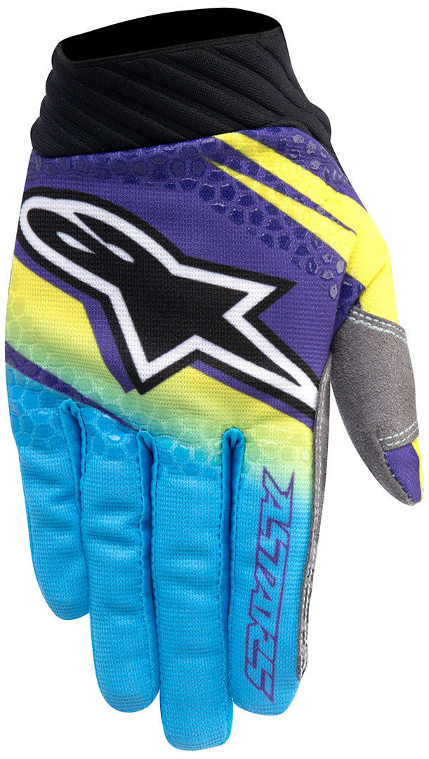Alpinestar Techstar Venom Gants de motocross Vert Bleu Pourpre 2XL