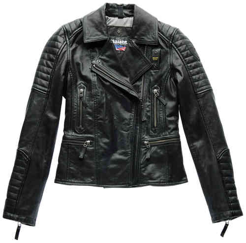 Blauer USA Padded Collar Chaqueta de cuero de las señoras Negro S