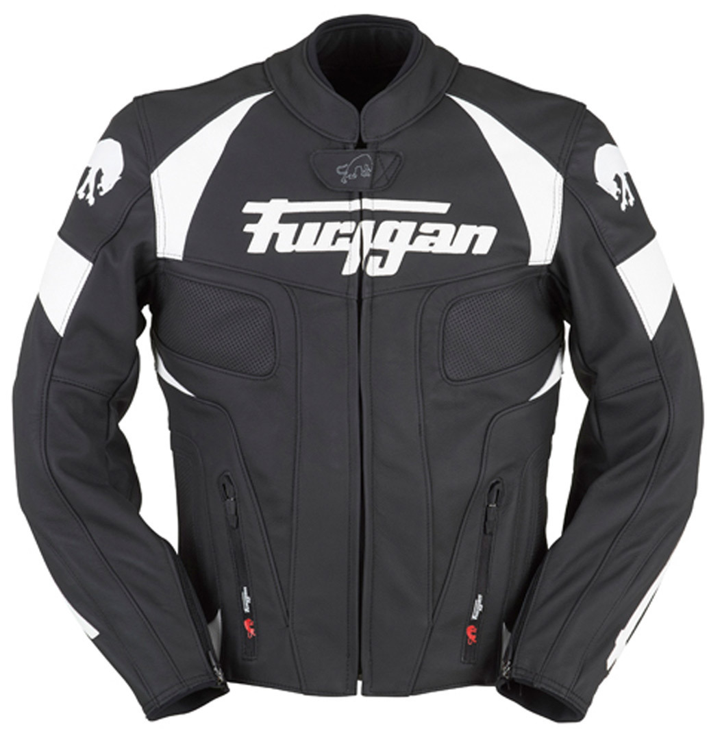 Furygan Shelby Veste de moto en cuir Noir Blanc S