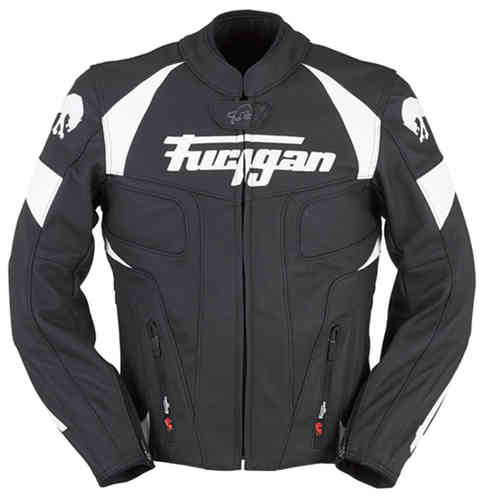 Furygan Shelby Chaqueta de cuero moto Negro Blanco S