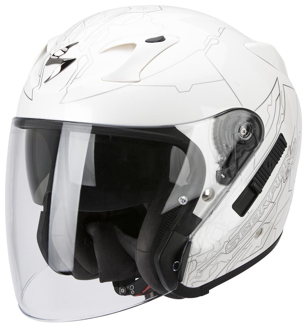 Scorpion Exo 220 Ion Casque jet Blanc Argent XS