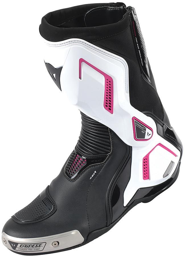 Dainese Torque Out D1 Bottes de moto de dames Noir Blanc Pourpre 39
