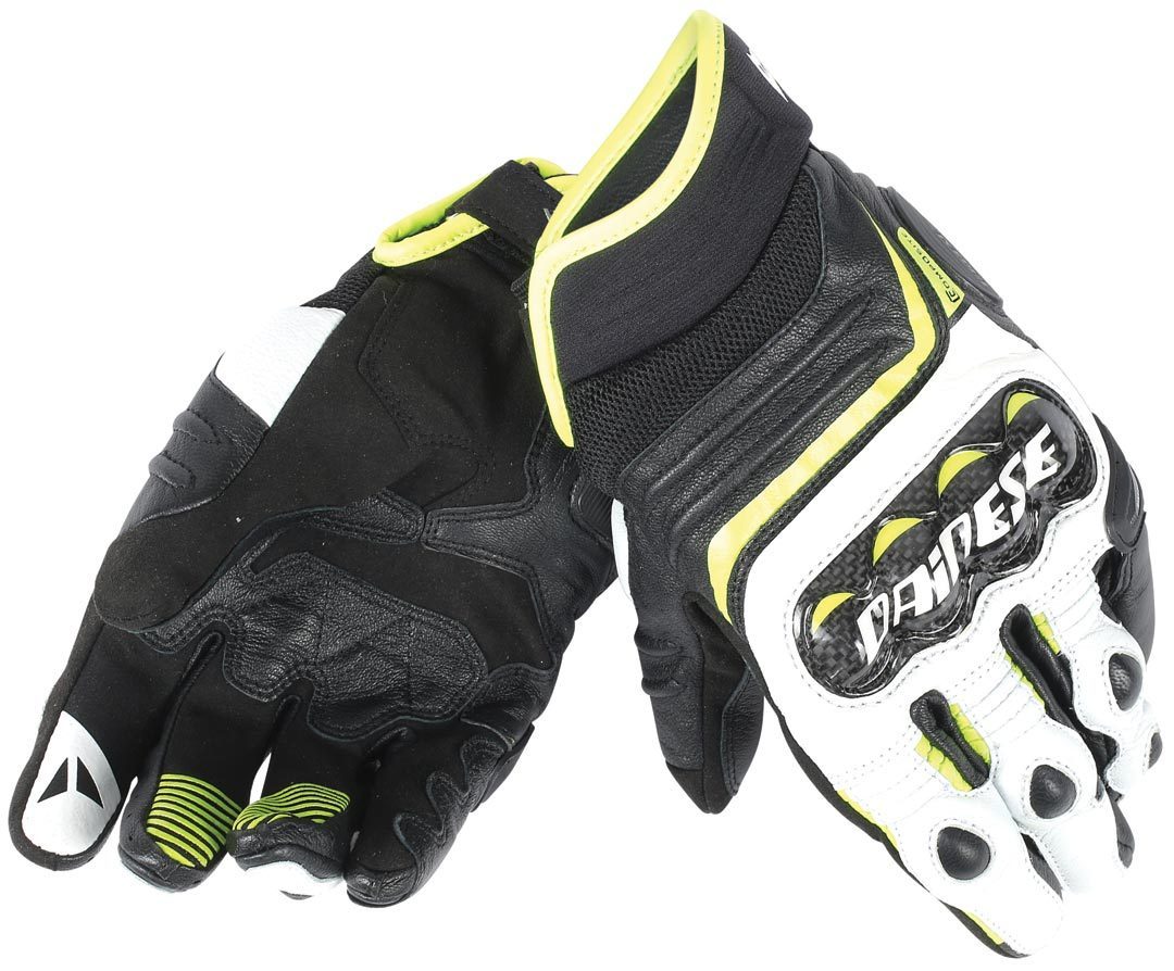 Dainese Carbon D1 Gants de moto courts Noir Blanc Jaune XL