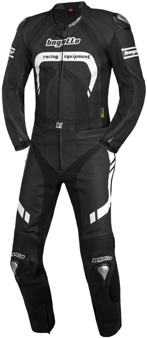 Bogotto Assen Costume en cuir de moto de deux pièces Noir Blanc 48