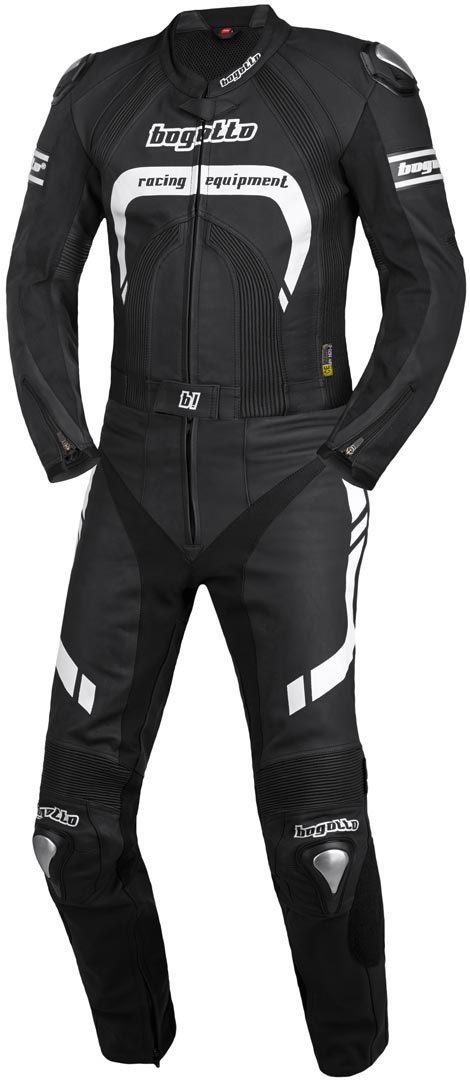 Image of Bogotto Assen Costume en cuir de moto de deux pièces Noir Blanc 46