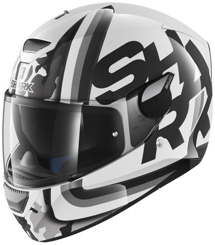 Shark Skwal Cargo Helm Zwart Wit Zilver shark kopen in de aanbieding