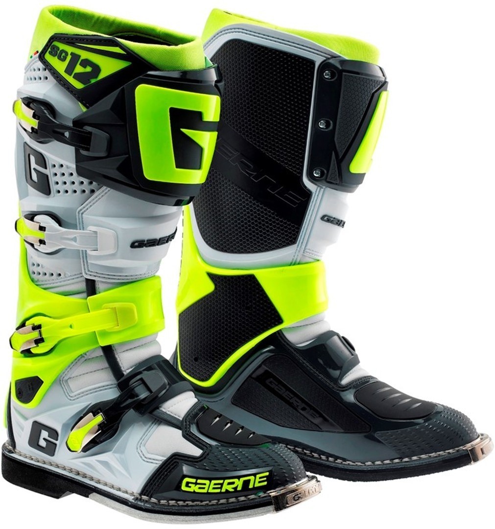 Gaerne SG-12 Bottes de motocross Gris Blanc Jaune 47