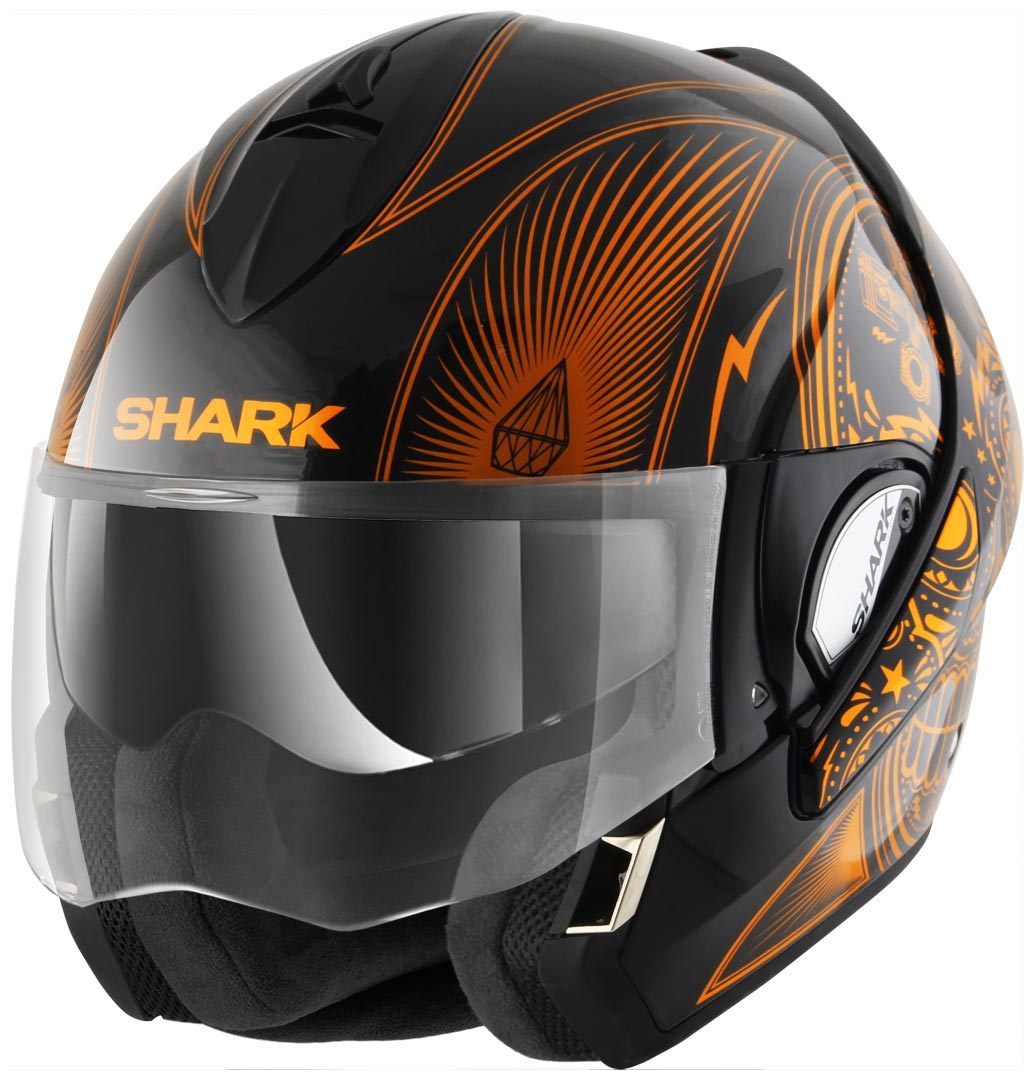 Shark Evoline Series 3 Mezcal Chrome Casque Noir Orange S